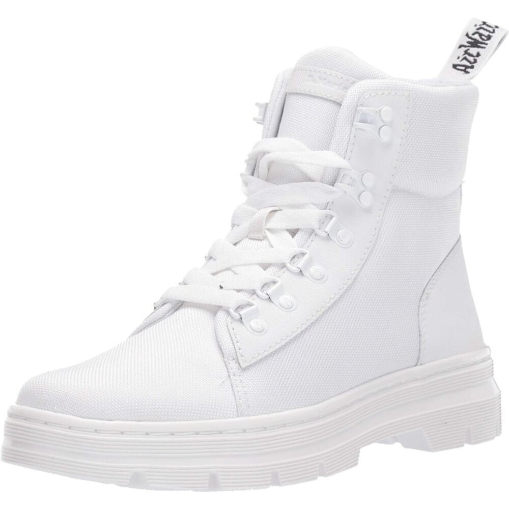 Women's White 100% Polyster Outdoor Combs W Lace Up Ankle boots